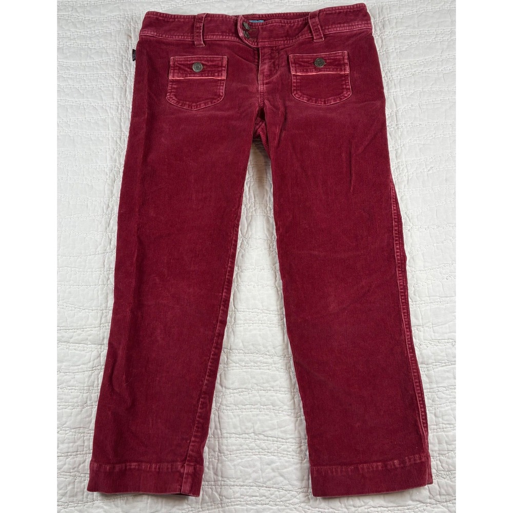 Hollister Corduroy Pants Junior 5 Bootcut Red Pink Low Rise Flap Pocket Y2K Vtg